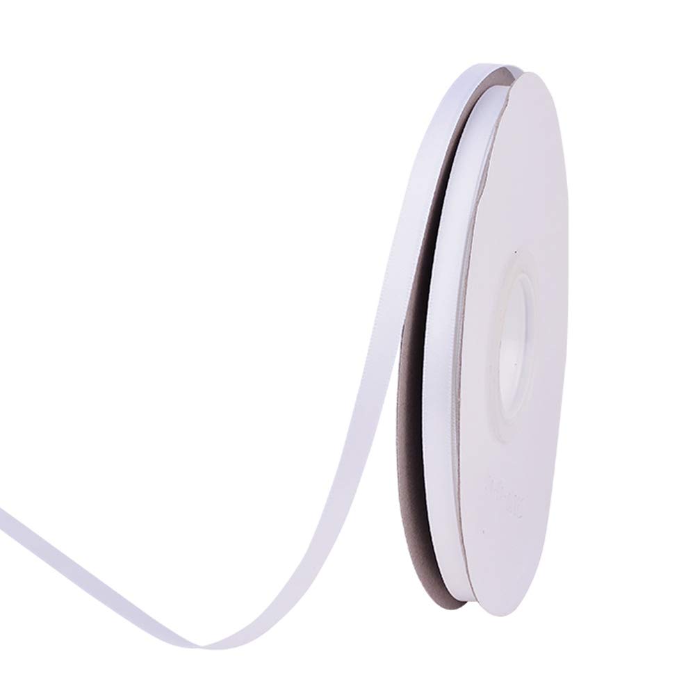Ribest 1/4 inch White Double Face Satin Ribbon 50 Yards Per Roll for Bouquet Gift Wrapping Hair Accessories Wedding Birthday