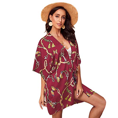 Women Butterfly Prints Open Cape Casual Blouse Kimono Cardigan with Bohemian Floral Print