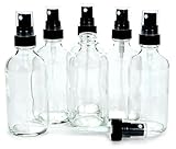 Vivaplex, 6, Clear, 4 oz Glass Bottles, with Black Fine Mist Sprayers