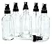Vivaplex, 6, Clear, 4 oz Glass Bottles, with Black Fine Mist Sprayers