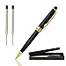 Candumy Black Ballpoint Pen Set for Men,Stainless Steel Fancy pens Twist to Open Retractable Classic Executive Business Pens with Medium 1.0mm Black Ink - 2Pack(2Pen,4Refills)