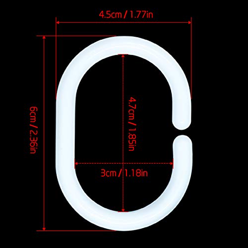 Qulable 24 Packs Shower Curtain Rings Plastic Curtain C Rings Hook Hanger Bath Drape Loop Clip Glide Bathroom Shower Window Rod (White) - Thumbnail 2