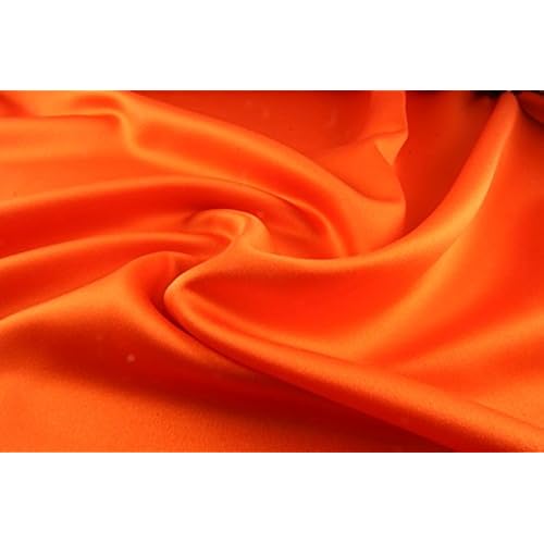 Reliable Bedding 100% Pure Silk Satin Sheet Set 7pcs, Silk Fitted Sheet 15'' Deep Pocket,Silk Flat Sheet,Silk Duvet Cover & Pillowcases Set !!! Cal-Queen, Orange