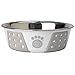 PetRageous 13094 Fiji Stainless Steel Non-Slip Dishwasher-Safe Dog Bowl 1.75-Cup Capacity 5.5-inch Diameter 1.75-inch Tall for Small Dogs Medium Dogs ans Cats, White and Light Grey