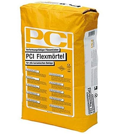 PCI FLEXMÖRTEL Fliesenkleber 5 kg - für innen, außen, Boden & Wand - Klebt verformungsfähig Fliesen und Platten