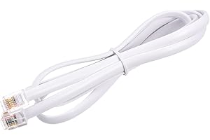 Phone Extension Cord 3.28FT Telephone Cable Phone Line Cord RJ11 6P6C Plugs, Male to Male for Phones and Fax White 1pcs