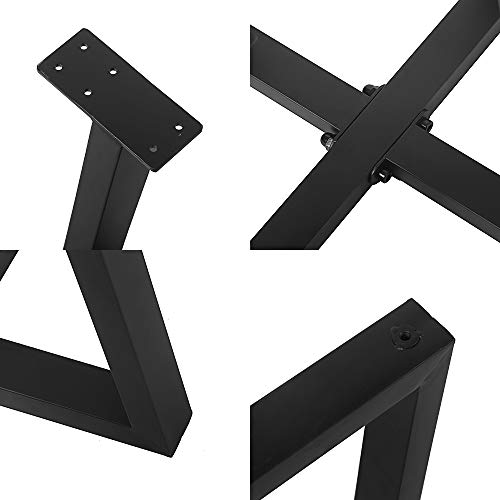 Metal Furniture Legs Industrial Dining Table Legs,Metal Legs for DIY Coffee Table Furniture Bench,Black Cast Iron Coffee Table Legs 15.74"Height 17.7"Wide,Rustic Heavy Duty Square Tube Desk Legs 2 Pcs - Thumbnail 3