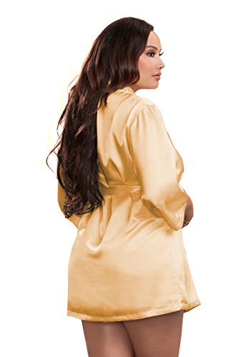 iCollection Lingerie Plus Size Full Figure Classic Satin Robe 1x/2x Fits Size 16/22