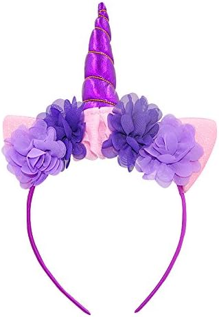 Unicorn Headband Horn Elastic Flower Shiny Girls Women Hair Accessories(Flower11)