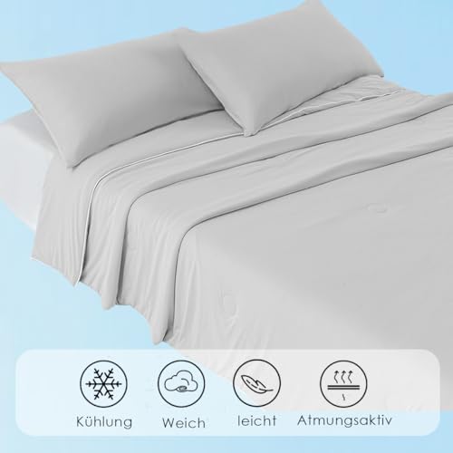 Soifox Cooling Blanket 150 x 200 cm - Summer Blanket with Q-Max > 0.45 Arc-Chill Cooling Fibre, Lightweight & Breathable Duvet Without Cover for Night Sweaters Double-Sided Cooling Blanket, Grey