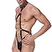 Snowfoller Mens Leather G String Thong - Sexy Bandage Underwear Jumpsuit - Sexy Lingerie For Men