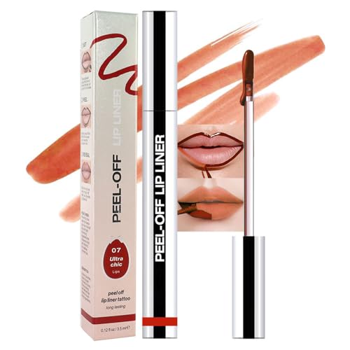 Hxssll Matte Lip Stain Peel Off Lip Liner, Orange Red Peel Off Lip Stain Tattoo,Long Lasting & Waterproof Peel Off Lip Gloss Lip Liner,Transfer-Proof All Skin Types.0.12 fl oz #07