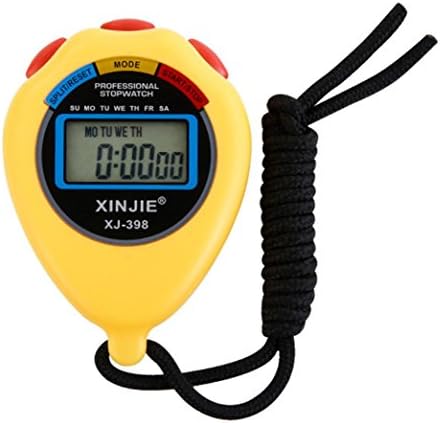 tosangn Stopwatch Stop Watch LCD Digital Professional Chronograph Timer Counter Sports (Yellow)