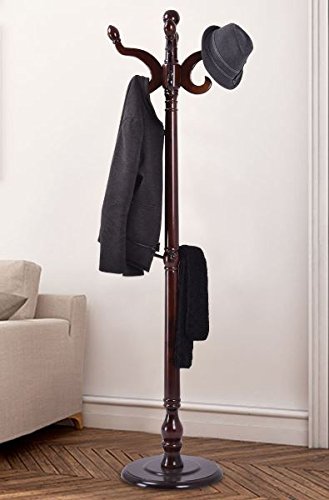K&A Company Hat Coat Hanger Stand Rack Tree Wooden Hooks Holder Home Jacket Hook Hall Wood Organizer 71" - Thumbnail 4