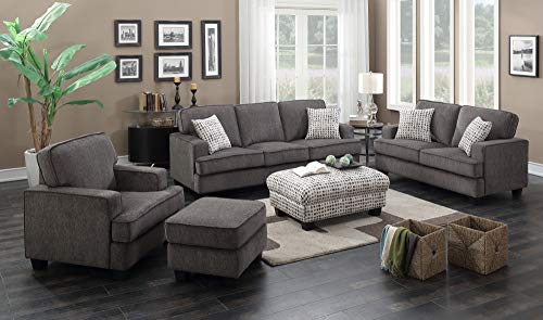 Artum Hill UP10-654 Cooper Ottoman in Pebble Dot with Fixed Cushion and Wood Legs