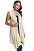 Beyove Women's Asymetric Hem Sleeveless Open Front Drape Cardigan Sweater Vest Off White XL