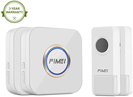 Wireless Doorbell Waterproof Doorbell Kit, Operating at 1000ft with 2 Waterproof Push Button Transmitter LED Indicator and 2 Plug-In Receivers No Batteries Required, 52 Chimes, 4 Level Volume(White)