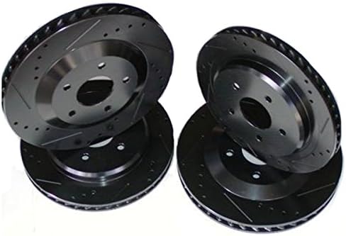 RotorPros Performance Plus Slotted &amp; Drilled Black Brake Rotors for 2008-15 Mitsubishi Evo X 10