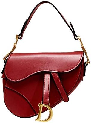 LA FESTIN Ladies Designer Crossbody Purses with Wide Shoulder Strap Trendy D-shape Leather Saddle Bags for Cool Girls