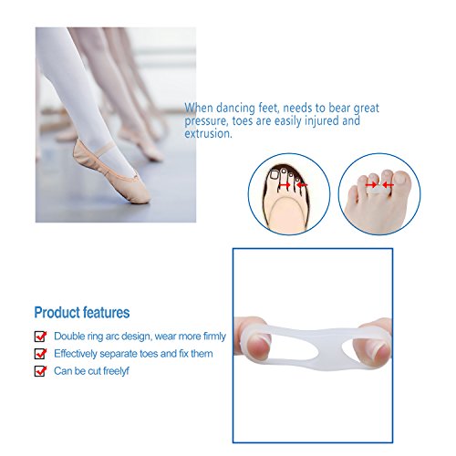Sumifun Pinky Toe Straightener Gel Toe Separator,Bunion Pads Pinky Bunion Spacers,4 Bunionette Sport Spacers - Fast Pain Relief - Wear with Shoes