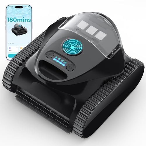 C1 Cordless Pool Cleaner Robot – 180 Mins Run Time, Triple-Motor Powerful Suction, Wall & Waterline Cleaning, Smart APP Navigation, Dual-Layer Filtration for Inground Pool up to 150㎡ (Semi-Black Blue)