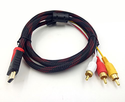 HDMI to RCA Cable, Qaoquda 5ft/1.5m HDMI Male To 3-RCA Video Audio AV Component Converter Adapter Cable For HDTV - Thumbnail 4