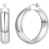 YOUNGYUE 8mm Wide Chunky Gold Hoops 14K Real Gold Plated Hypoallergenic 925 Sterling Silver Hoops Lightweight Big Gold Hoop Earrings for Women 30/40/50/60mm