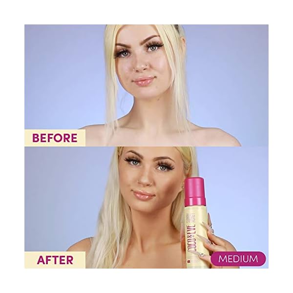 Coco & Eve Sunny Honey Bali Bronzing Foam. Natural Sunless Self Tanner Mousse. Anti Cellulite, Organic Sunless Self…