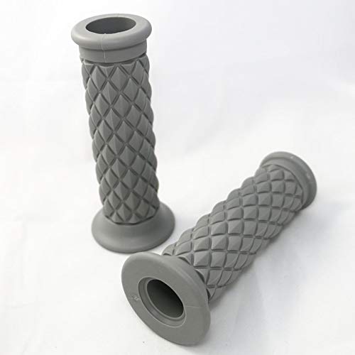 Yibid Motorcycle Hand Grips, Soft Rubber Handlebar Throttle Thruster Grip for 7/8(22mm) Handle Bar Motorized (Gray Grips)