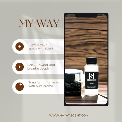 My Way Luxury Essential Oil – Hotel Collection, 120mL (4.05 fl oz) – Diffuser Oil for Home, Office, Aromatherapy – Oud Wood, Leather, Sandalwood, Cedar, Premium Scented Oil Blend