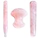 CCbeauty Handmade Gua Sha Scraping Massage Tools Natural Stone Rose Quartz Guasha Mushroom Board, Massage Wand for Acupuncture Therapy Stick Point Treatment Mother's Day Gift Set, 3 Pcs