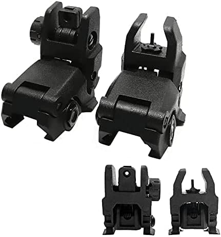 FIRECLUB 2021 Upgrade Version Polymer Front and Rear Sight Flip Up Backup for Mlok Compatible or Keymod Handguard 20mm Rail