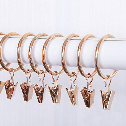 CUGBO 40Pack Curtain Clips Rings Strong Metal Decorative Rustproof Drapery Curtain Rod Ring with Clip for Windows, Bathroom, Home, Kitchen-1.65" OD-Gold - Thumbnail 5