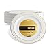DELUXE PLASTIC PARTY DISPOSABLE PLATES | 7.5 Inch Hard Wedding Appetizer Plates | White with Gold Rim, 40 Pack | Elegant & Fancy Heavy Duty Party Supplies Plates for all Holidays & Occasions