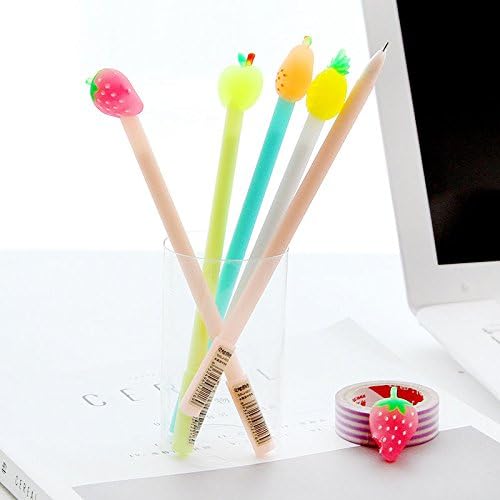 2pcs Cute Fruit Students Lovely Black Gel Ink Roller Ball Point Pen Stationery
