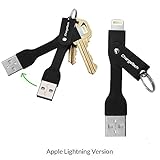ChargeTech - Apple-Certified MFi Lightning 8-Pin Keychain Charging Cable for iPhones, iPads Other Apple Devices - Key Chain fits iPhone 5/5s/5c 6s Plus iPod 5g [BLACK]