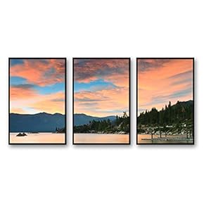 Framed for Living Room Bedroom Lake Tahoe for x3 Panels