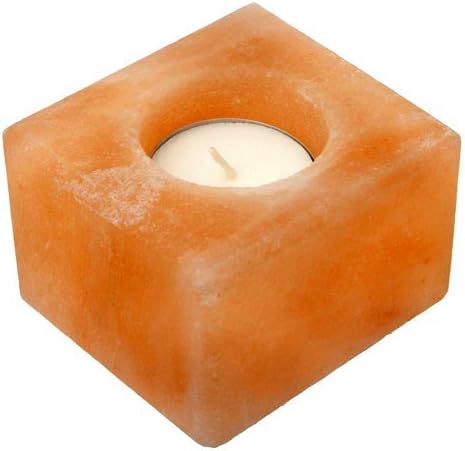 Natural Himalayan Crystal Rock Salt Candle Holder - Square Shape