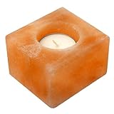 Natural Himalayan Crystal Rock Salt Candle Holder - Square Shape