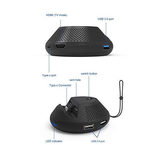 Compatible for Nintendo Switch Dock/Stand With Heat Dissipation Durable Replacement Charging Dock for Nintendo Switch ,Portable Charge TV Dock with 3 USB ports, 1 HDMI 1080P - Thumbnail 2