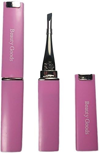Slant Tweezers - Dummy Doll Professional Stainless Steel Slant Tips Tweezer for eyebrows correction, in bright plastic protective case (Pink)