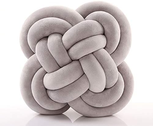 Aminiture Knot Ball Pillows -Children Room Decoration Plush Toys Baby Photography Props (Grey(Flower))