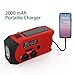 [Upgraded Version] Emergency Weather Radios SOS Alarm AM/FM NOAA Radio Hand Crank Self Powered LED Flashlight 2000mAh Power Bank Red with Multifunctional Climbing Button Carabiner