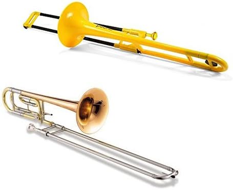 Trombone Duo Pack - pBone PBONE1B Jiggs Plastic Trombone, Yellow + Band Directors Choice F Attachment Trombone