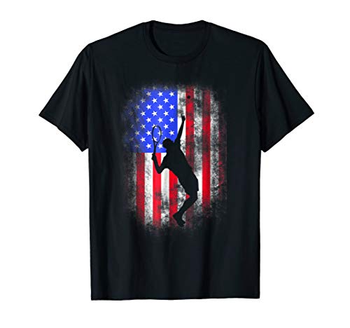 Vintage USA American Flag Tennis Player Cool T-Shirt Gift