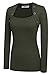 Zeagoo Women Long Sleeve Button Decor Slim Casual Basic T-Shirt Blouse Army Green