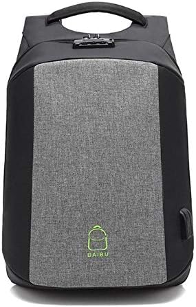Design Luxury Coded Lock Anti-theft Men Backpack External USB Charge 15.6 Laptop Backpacks Casual Student School Backpack (Gray)