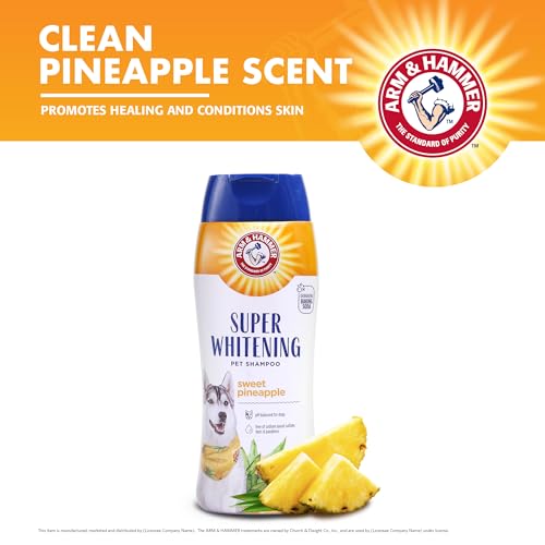ARM & HAMMER FOR PETS BRIGHTENING DOG SHAMPOO, 20OZ SWEET PINEAPPLE SCENT | PROFESSIONAL QUALITY DOG WHITENING SHAMPOO, FREE OF SODIUM LAURYL SULFATE & PARABENS | ARM & HAMMER DOG SHAMPOOS