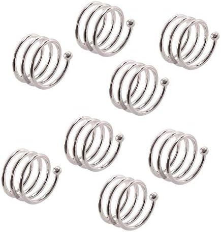 Milky House Metal Spring Napkin Ring Metal Spiral Napkin Buckle for Party Dinner Wedding Set of 8 (Silver)