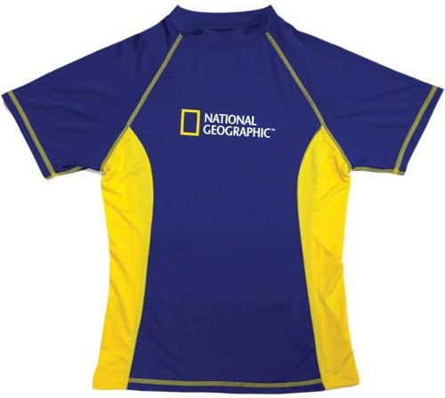 National Geographic Snorkeler 6672 Short Sleeve Rash Guard Mens Royal/Yellow Large, Yellow